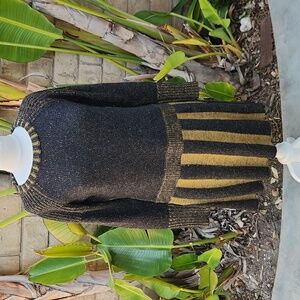 Burberry Brit Knit Sweater Dress Tan And Dark Gray Large